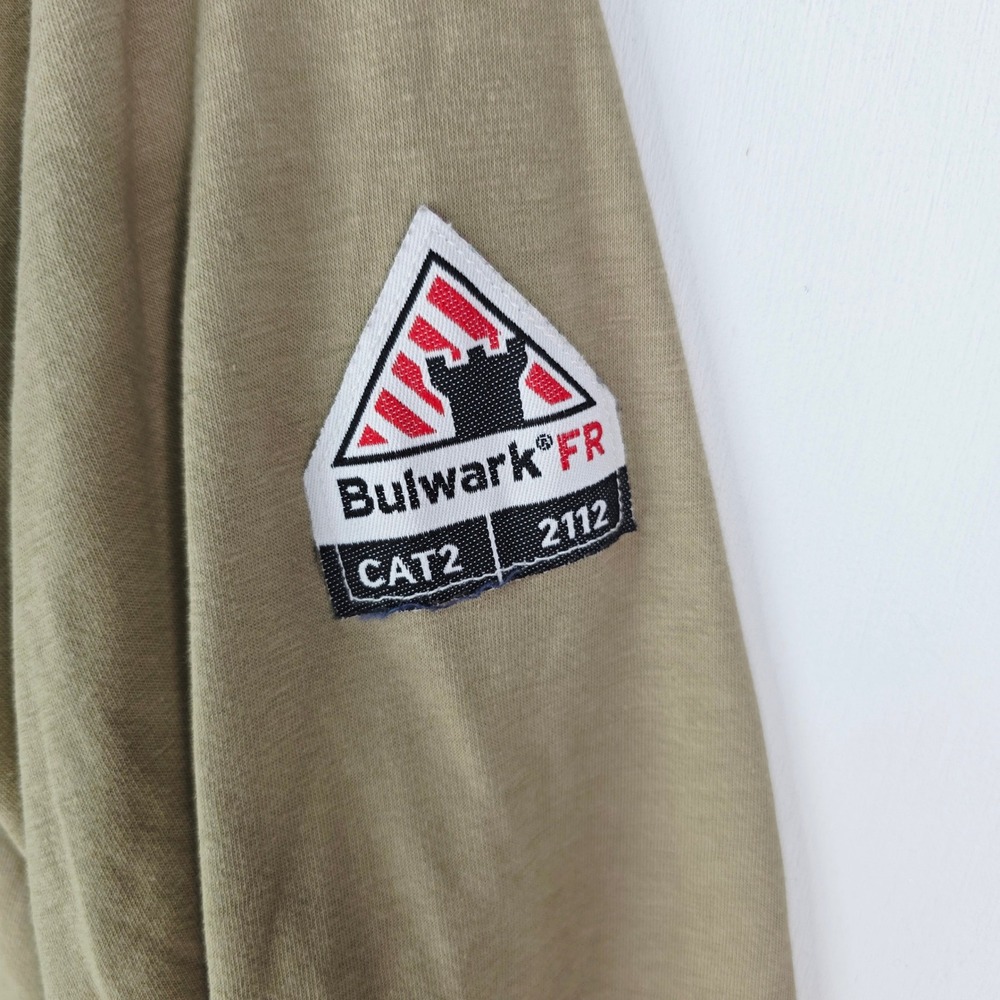 Bulwark FR iQ Series Mens XXL Tall 2XLT Khaki Tan Flame Resistant Henley Shirt - Picture 4 of 16